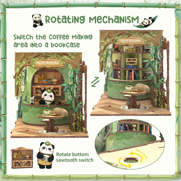 CUTEBEE DIY Book Nook Puppenhaus Kit mit Staubschutz und LED-Licht -DIY Miniatur Haus Kit,Holzkunst