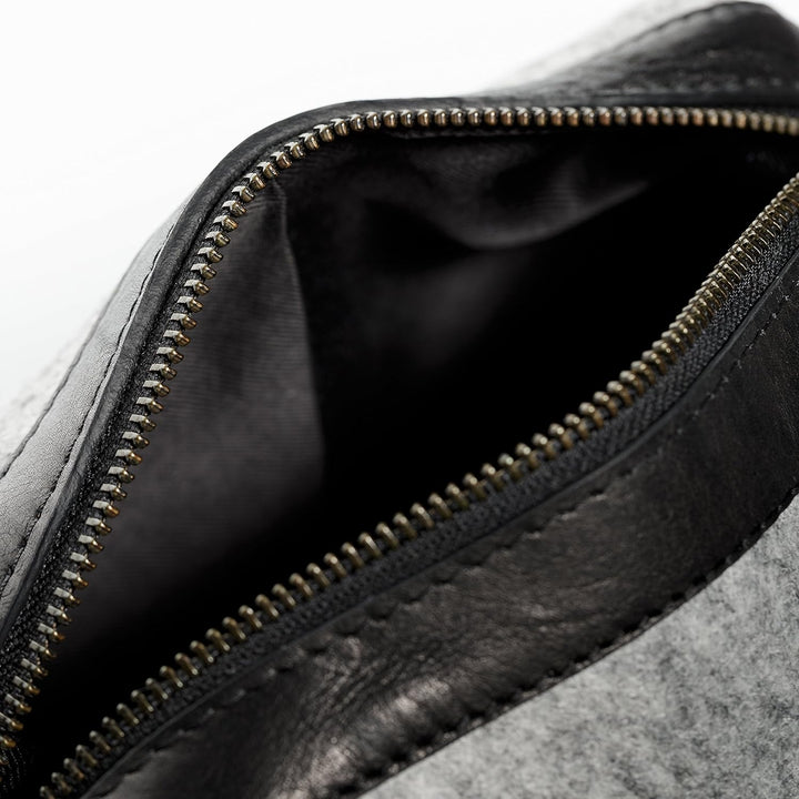 FEYNSINN Berlin Kulturtasche Herren Oslo aus Filz & Leder I Waschtasche gross für Herren und Damen I