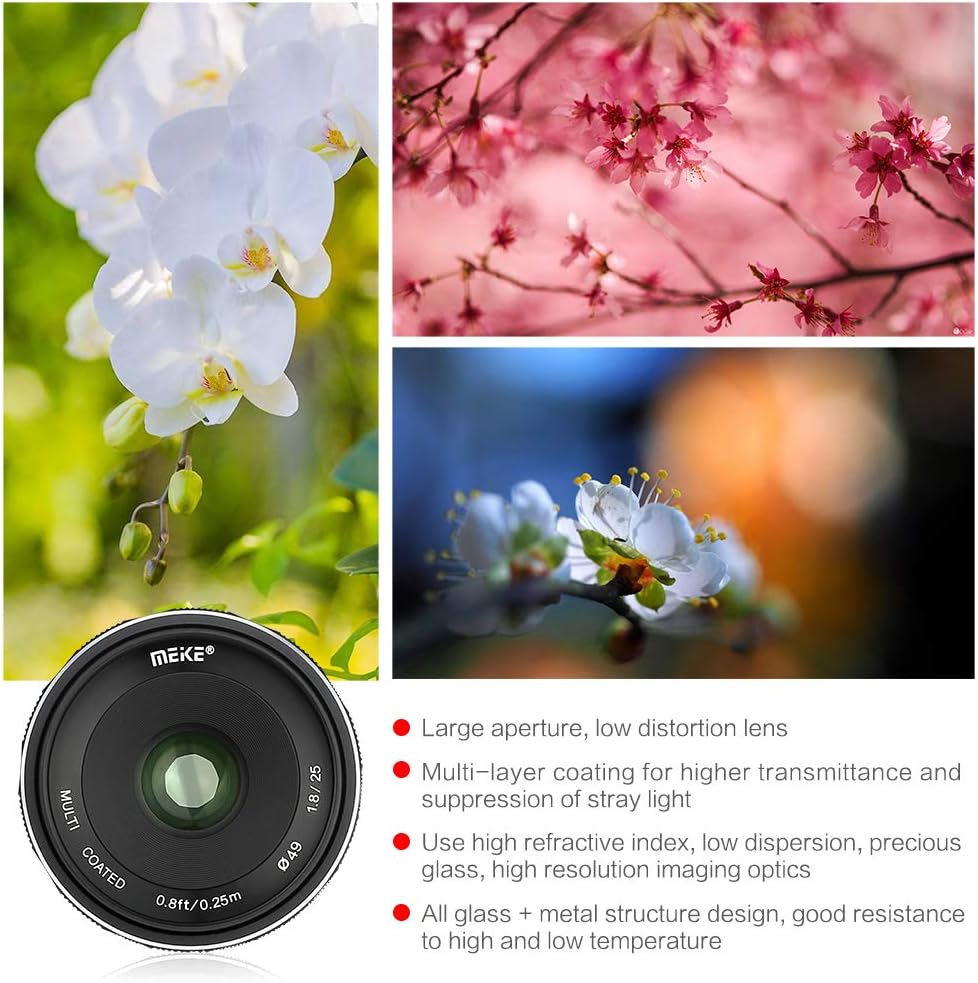 Meike 25mm f / 1.8 Large Aperture Weitwinkel Objektiv Manuelles Fokus Objektiv für Sony E-Mount Mirr