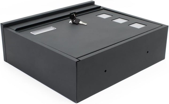 Wiltec Briefkasten V12 Anthrazit 360 x 115 x 320 mm, Wandbriefkasten mit Schloss, Sichtfenstern und