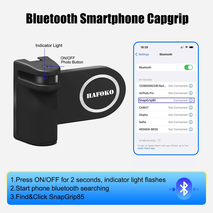 HAFOKO Magnetisch Smartphone CapGrip Kamera Handy Selfie Verschluss Griff Stativ Montieren w 1/4" Ka