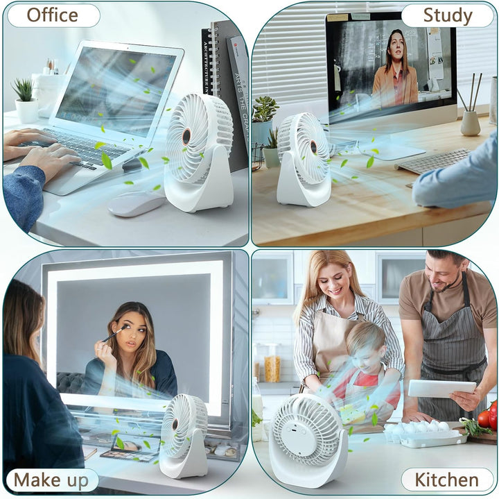Solace Tischventilator Ultra Leise,Tischventilator USB,Mini Ventilator,4000mAh Wiederaufladbare Batt