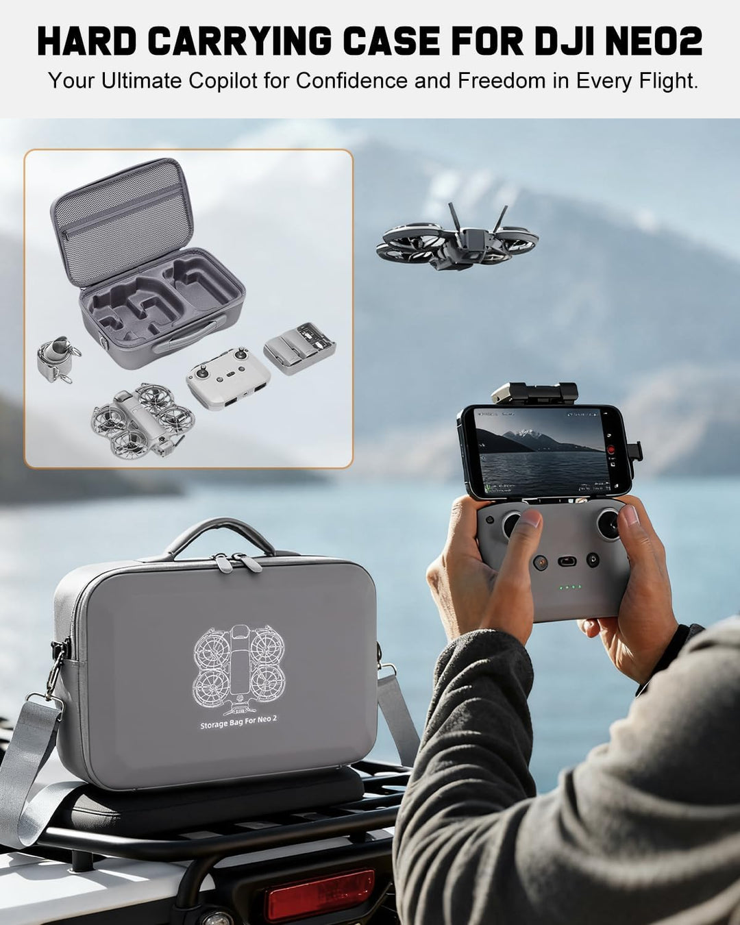 Harte Tasche für DJI Neo 2 Fly More Combo, Handtasche für Neo 2 Zubehör, Case für Neo 2 Drohne RC-N3