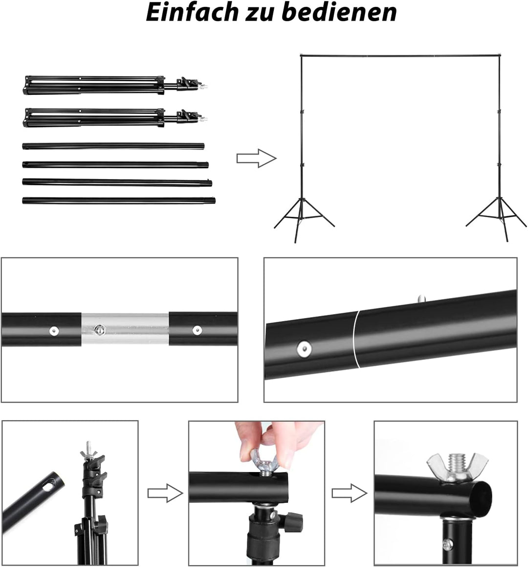 Youyijia 2 x 3m Hintergrund Fotografie Stützsystem Verstellbarer Fotostudio Hintergrundständer Photo