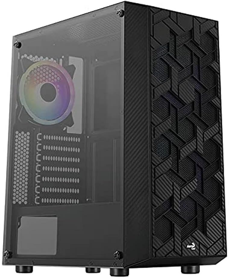 Aerocool Hive ARGB Mid Tower PC Gamng Case with Tempered Glass Window, 2 x ARGB Fans, 2 x USB 3.0, S