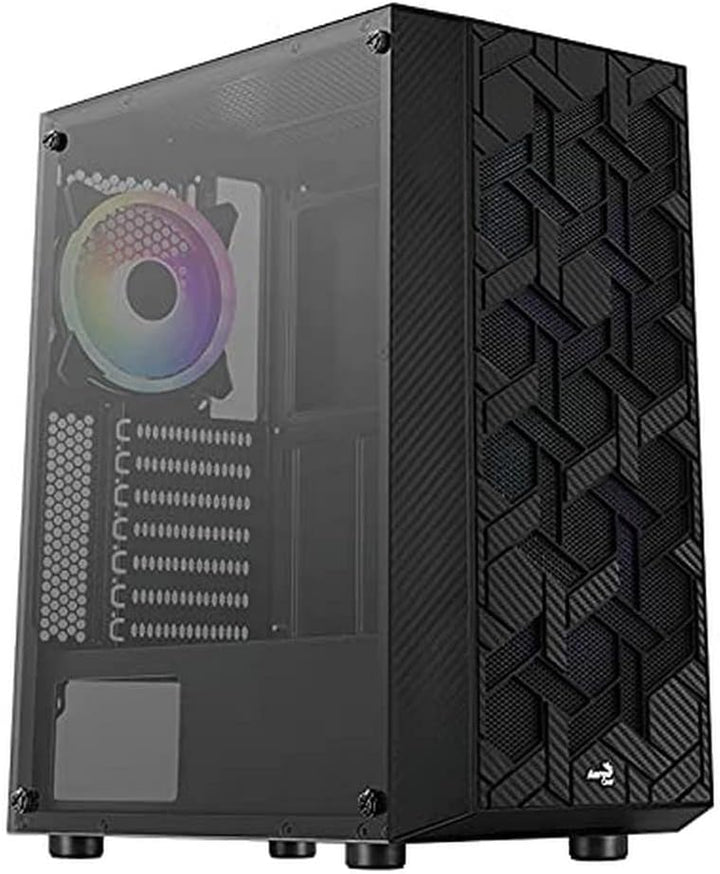 Aerocool Hive ARGB Mid Tower PC Gamng Case with Tempered Glass Window, 2 x ARGB Fans, 2 x USB 3.0, S