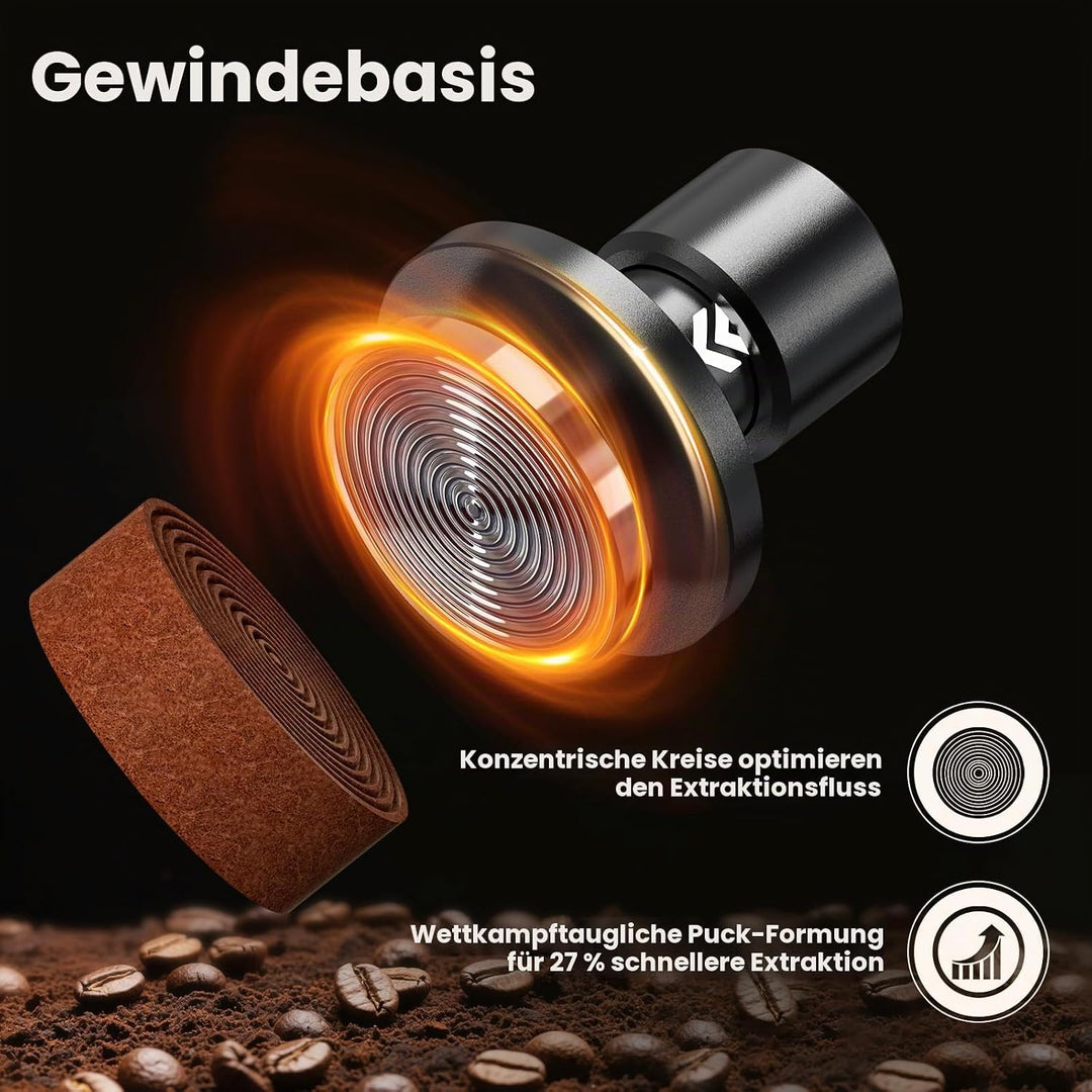 IKAPE 53,3 mm V6 Impact Espresso Tamper mit akustischer Rückmeldung, austauschbaren Federn (15 lb/30