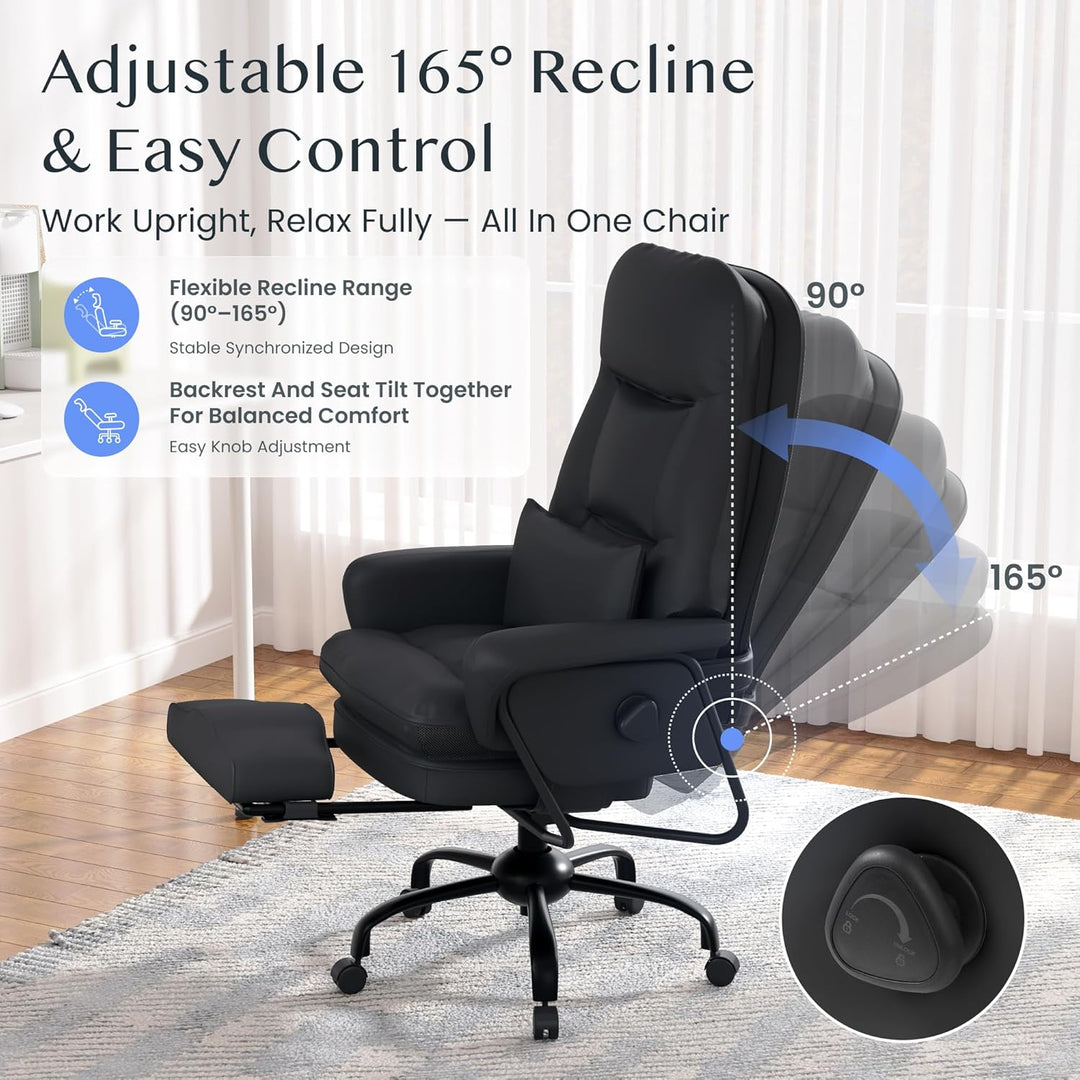 FLEXISPOT Luno Chefsessel Ergonomischer Bürostuhl mit Fussstütze | 160° Liegefunktion, Katzenkratzfe
