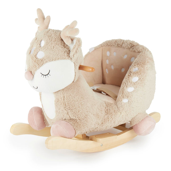 Bieco Plüsch Schaukeltier REH, 60 cm | Kinder Schaukelstuhl mit Sicherheitsgurt | Baby Schaukel | Kl
