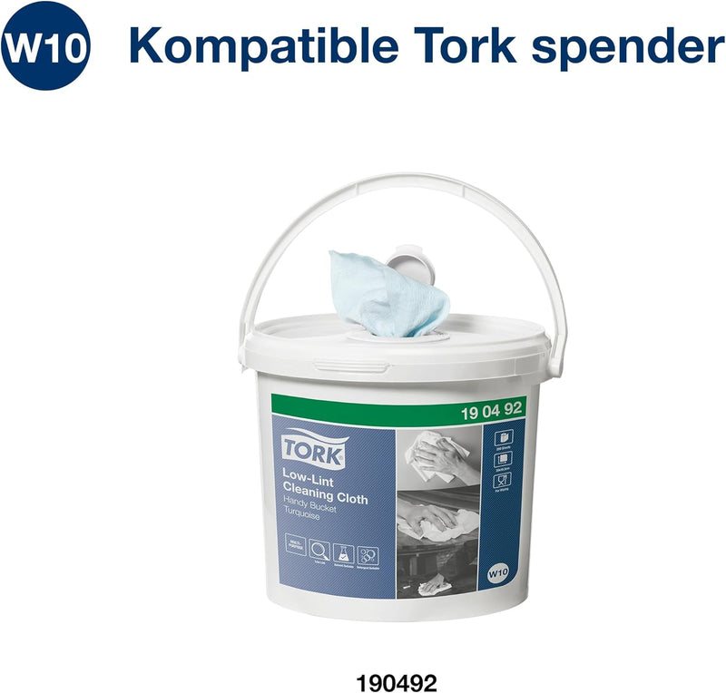 Tork 190491 fusselarme Reinigungstücher im W10 Spendereimer mit Einzelblatt Entnahme / 1-lagige, sta