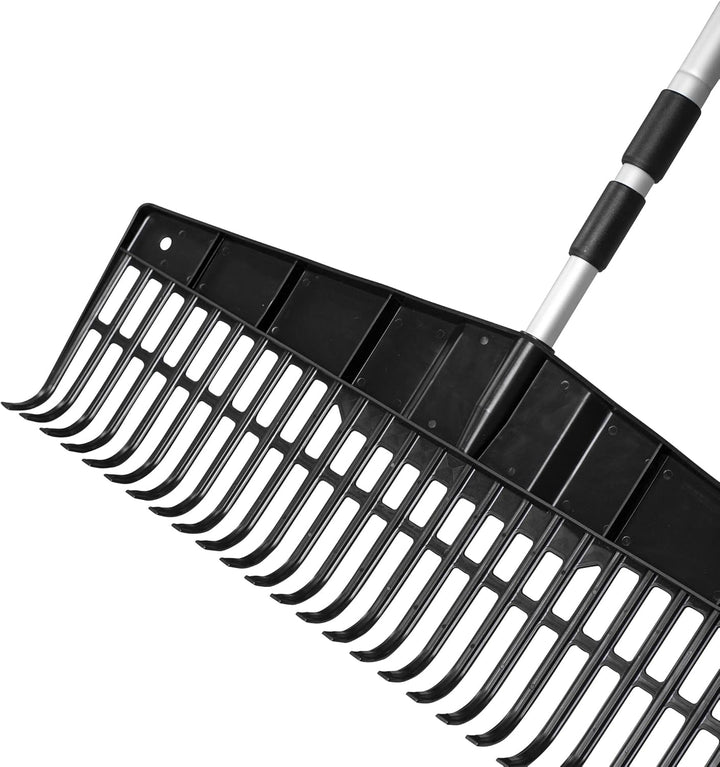 UPP Jumbo Garten Rechen: stufenlos von 75cm - 150 cm Aluminium Teleskopstiel für effizientes Gartenr