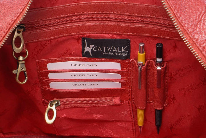 Catwalk Collection Handbags - Leder - Schultasche/Arbeitstasche/Aktentasche für Damen - Laptop/iPad