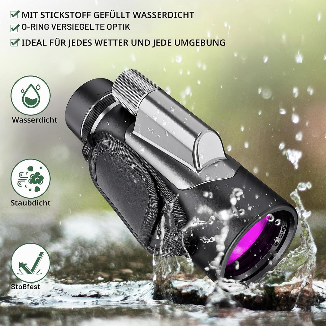 Professionelles 12x56 Monokular für Nachtsicht &amp; Smartphone-Fotografie: Mit HD, BAK4 Prisma &amp; FMC-Li