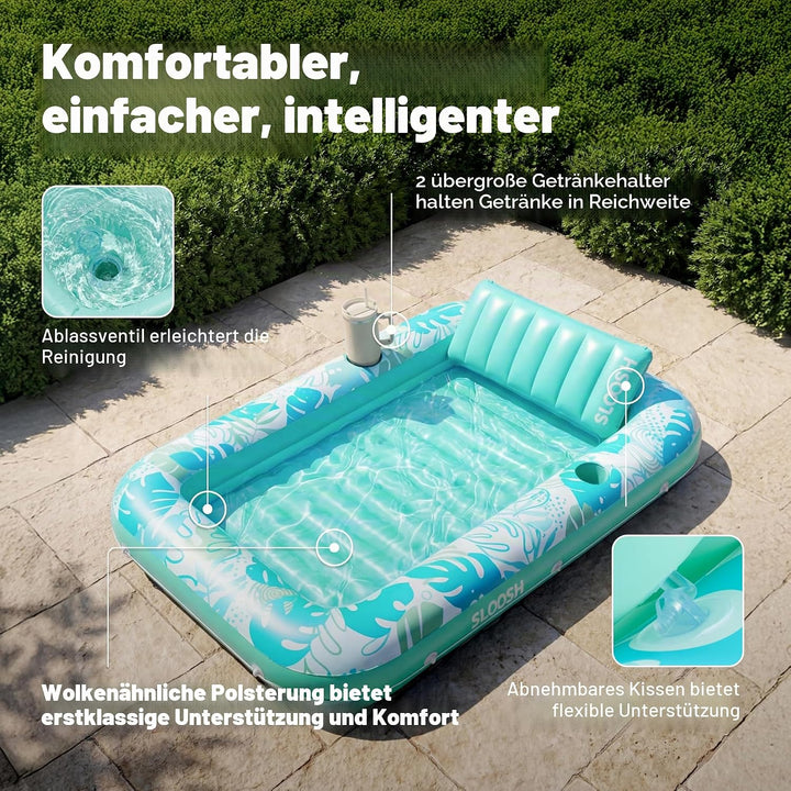 SLOOSH Aufblasbare Tanning Pool, 70" x 46"/ 85" x 57" Grosse aufblasbarer Luftmatratze für Erwachsen