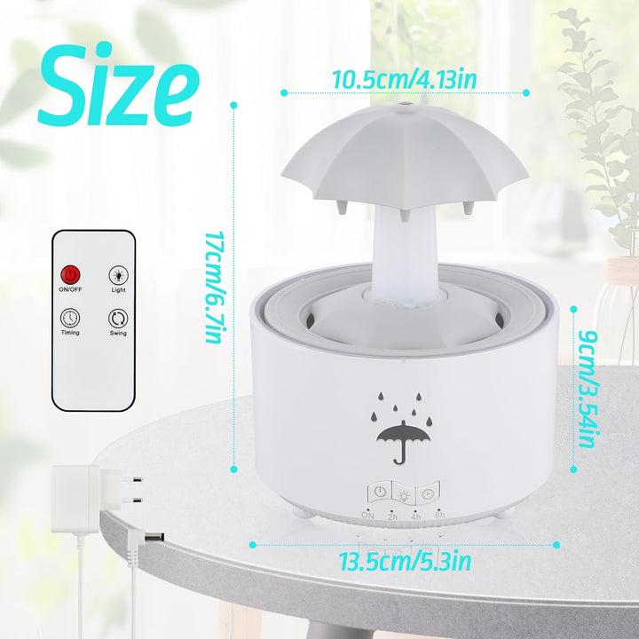 Regenschirm Luftbefeuchter 300ml, Rotierender Luftbefeuchter mit 7 Farbe Licht, Nachtlicht Schlafzim
