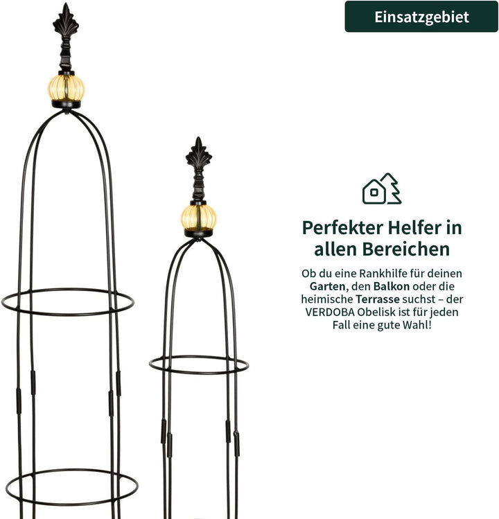 VERDOBA Obelisk Rankhilfe Metall - 2er-Set Rankenhilfe für Pflanzen - freistehende Rankhilfe Gitter