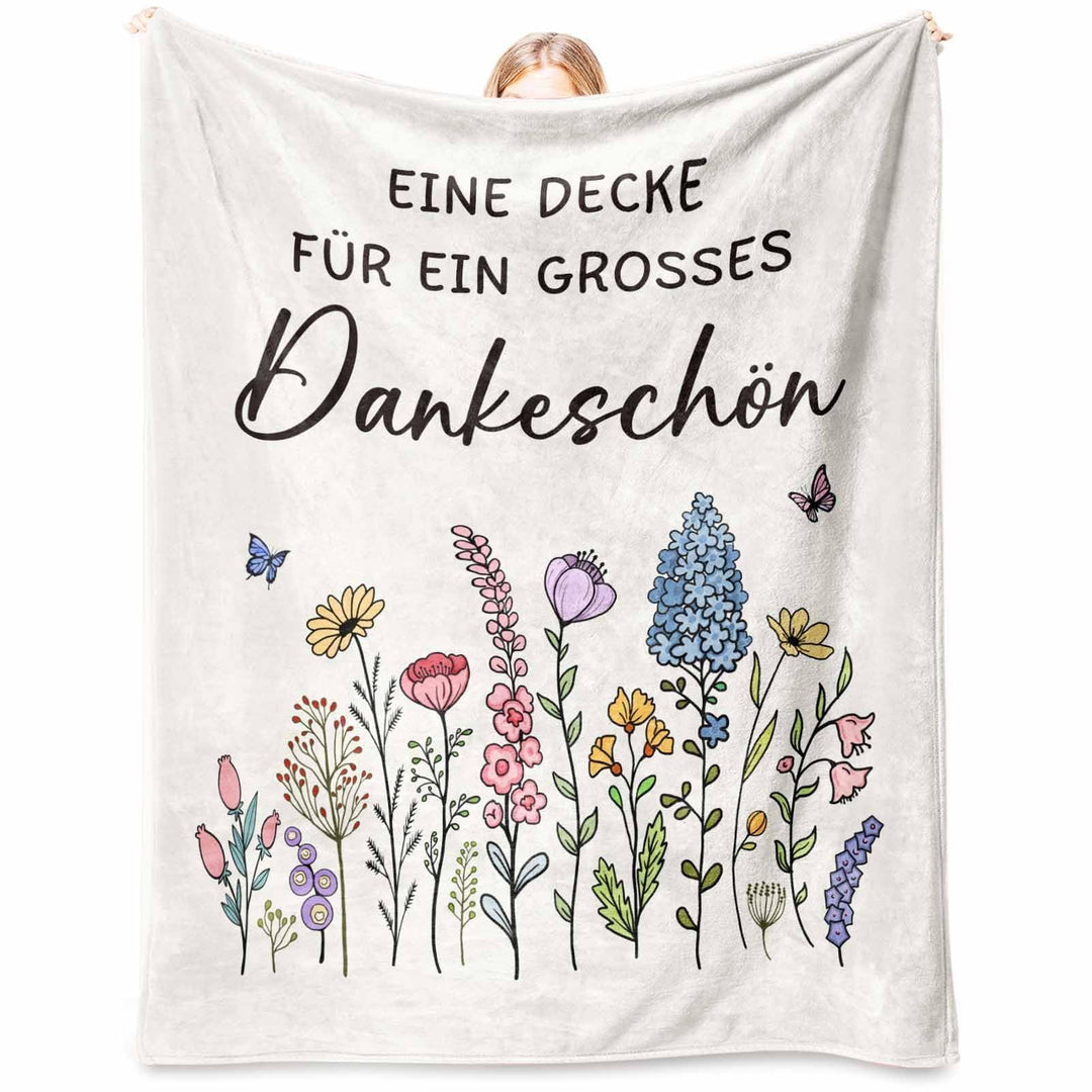 Abschiedsgeschenk Kollegin, Dankeschön Geschenke, Abschied Kollegin Decke mit Blumenmuster, Kleines