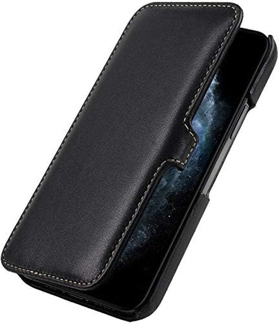 STILGUT Book Case kompatibel mit iPhone 12 Pro Max (6.7“) Hülle aus Leder mit Clip-Verschluss, Klapp