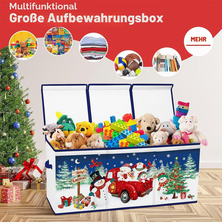 Weihnachts-Aufbewahrungsbox,Extra Gross Spielzeugkiste mit Deckel&amp;Griff,Faltbare spielzeug aufbewahr