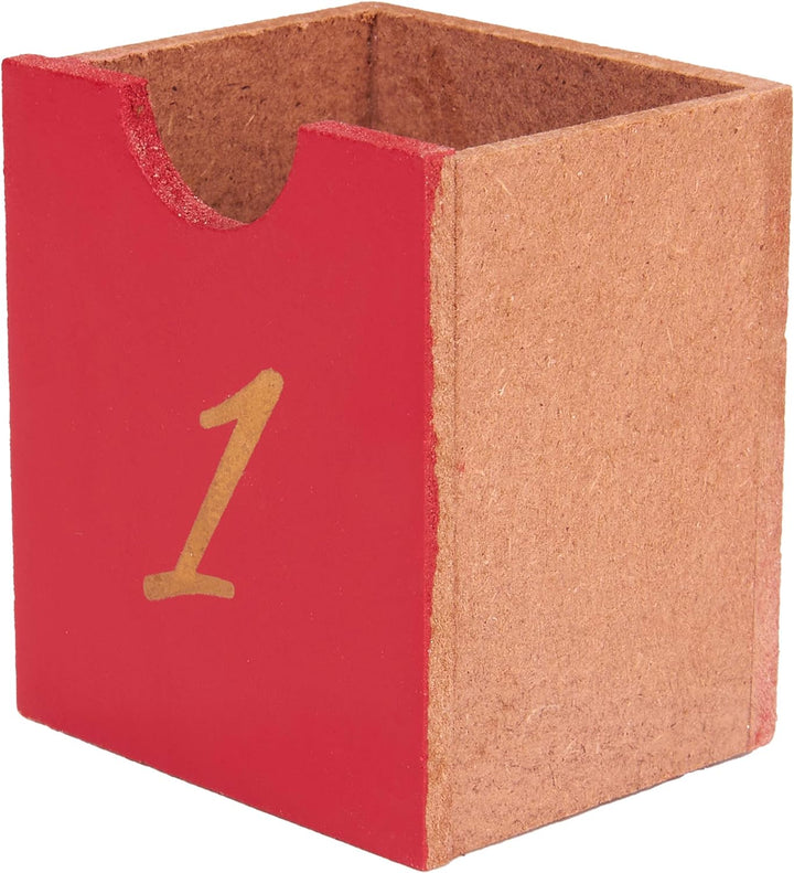 BRUBAKER Adventskalender aus Holz zum Befüllen - Rotes Weihnachtshaus mit Krippenspiel und LED-Beleu