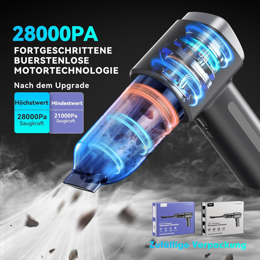 Handstaubsauger Handstaubsauger Akku Autostaubsauger Stark 28000Pa 4-in-1 für Auto Tierhaare Innenra