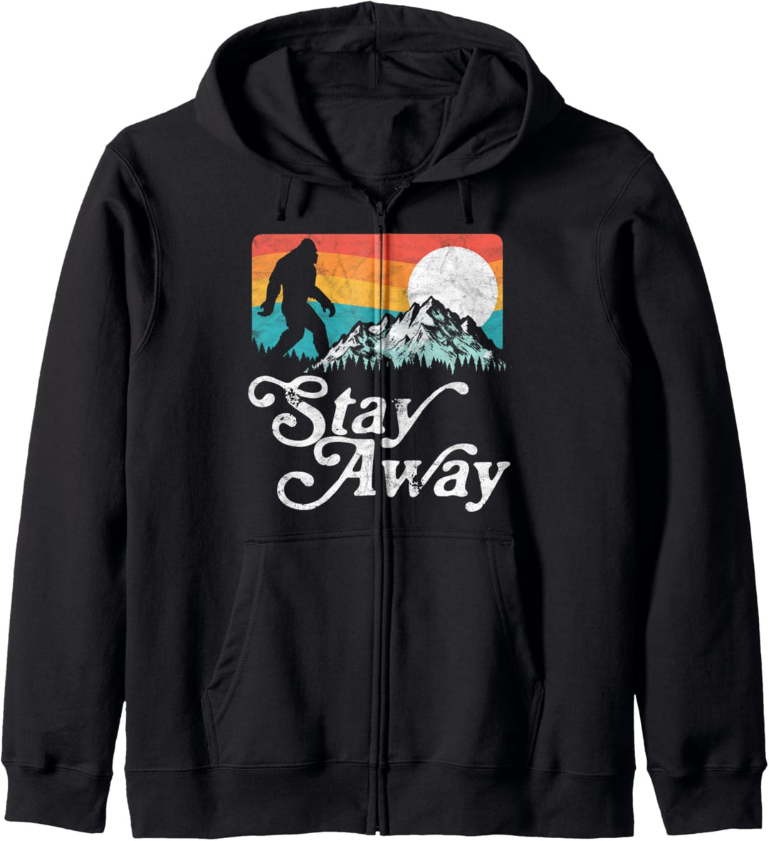 Stay Away! Funny Bigfoot Mountains 80's Vintage Nature Kapuzenjacke