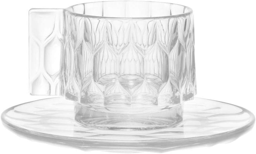 Kartell Jellies Family Tasse & Untertasse transparent Klar Kaffee-Set Glasklar, Kaffee-Set Glasklar