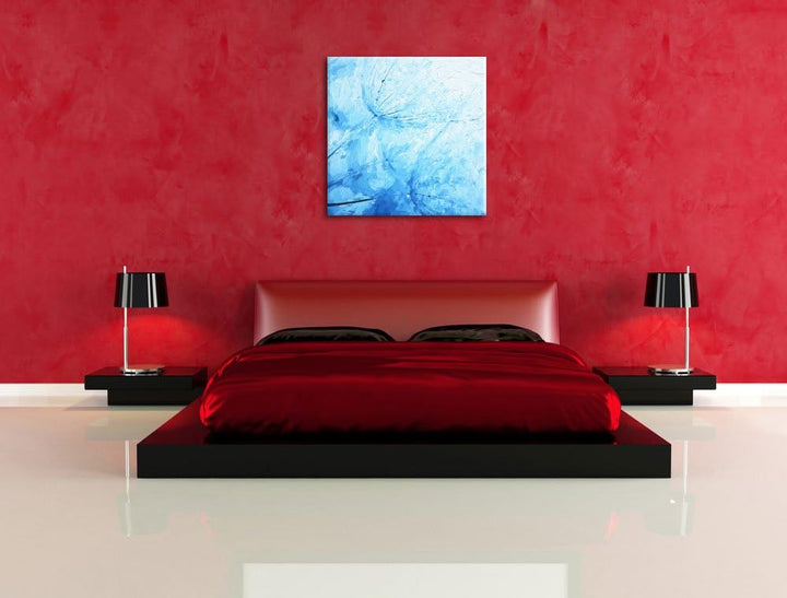 Pixxprint Tropfen bedeckte Pusteblumen Pinsel Effekt, Format: 70x70 auf Leinwand, 70x70