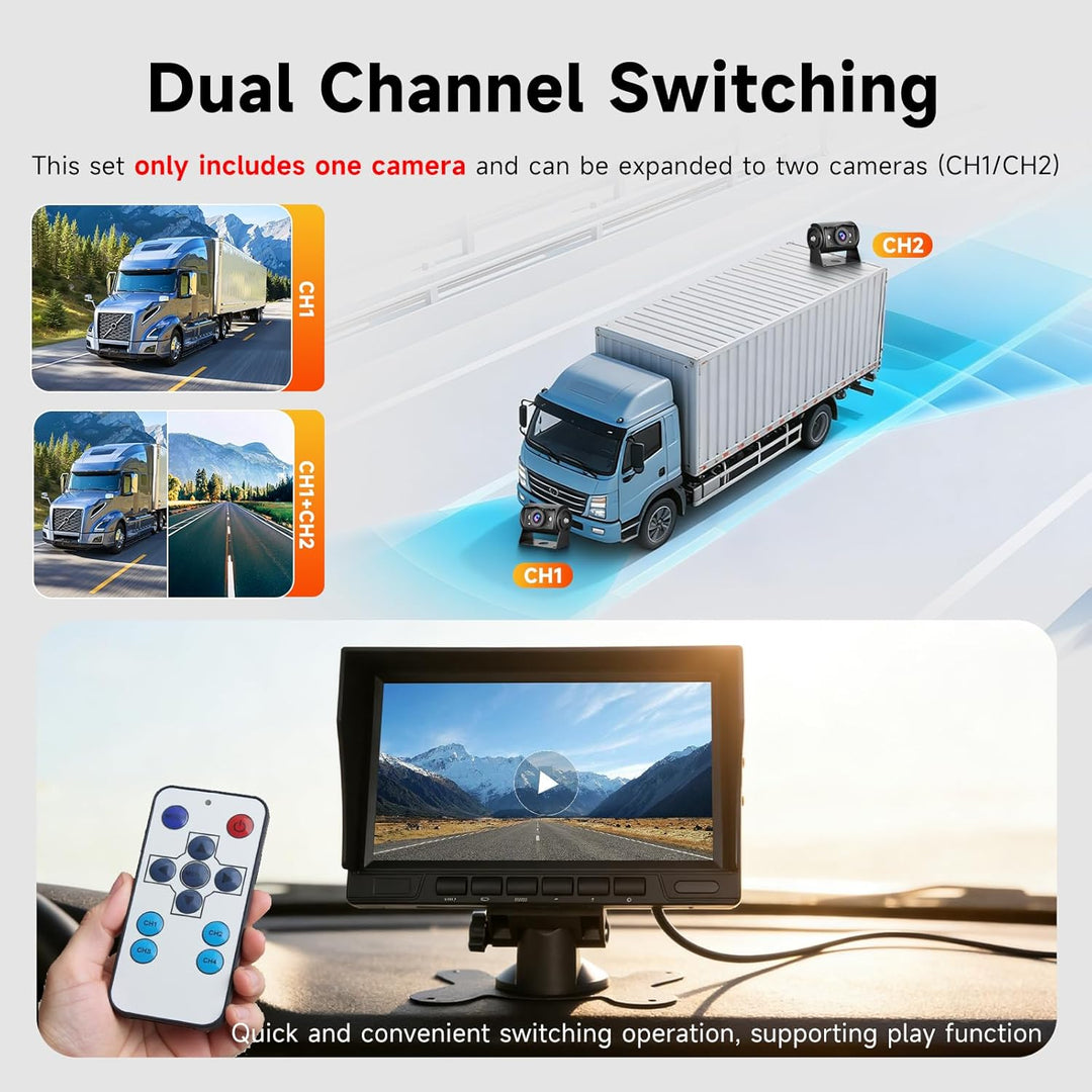 Hodozzy Rückfahrkamera Set mit 1080P 7 Zoll IPS Bildschirm Monitor für IP69 wasserdichte Nachtsicht