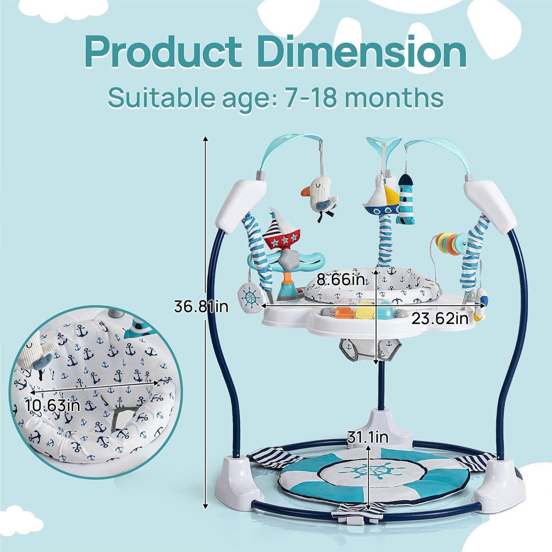 LADIDA Stationäres Aktivitätszentrum für Babys, Babywippe, springend, 360 °, mit Musikspielzeug und