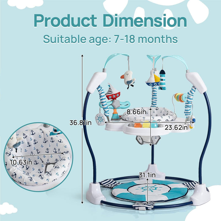 LADIDA Stationäres Aktivitätszentrum für Babys, Babywippe, springend, 360 °, mit Musikspielzeug und
