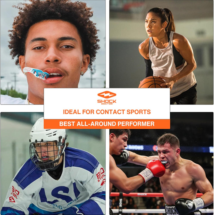 Shock Doctor Ultra Zahn- und Mundschutz 2 Stück mit MMA Boxen Eishockey Muay Thai Jiu Jitsu Motiv Ei