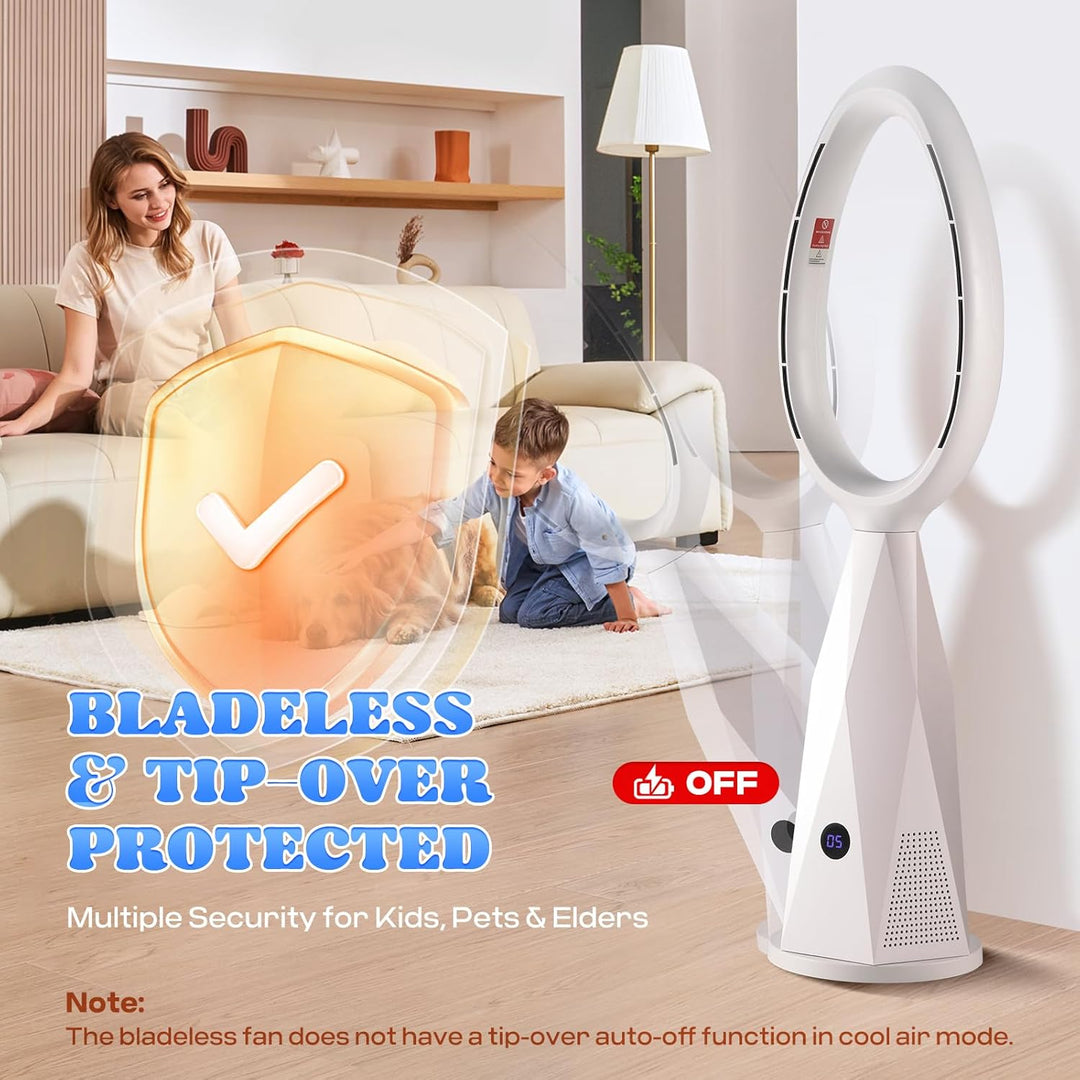 Moongiantgo 46" 2-in-1 lüfterloser Turmventilator & Heizgerät mit Fernbedienung & HEPA-Filter - 10 G