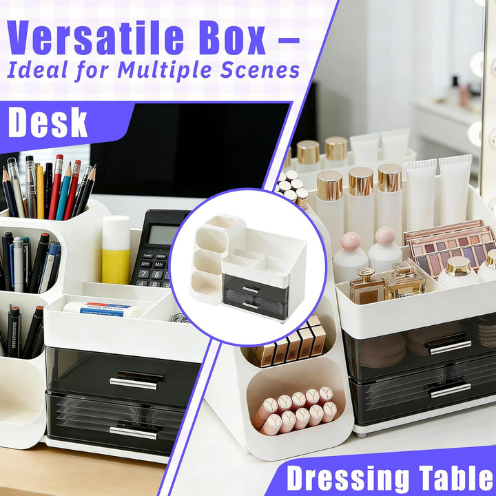 Grosser Makeup Kosmetik Organizer mit Schubladen – 3-in-1 Aufbewahrungsbox für Pinsel & Kosmetik, st