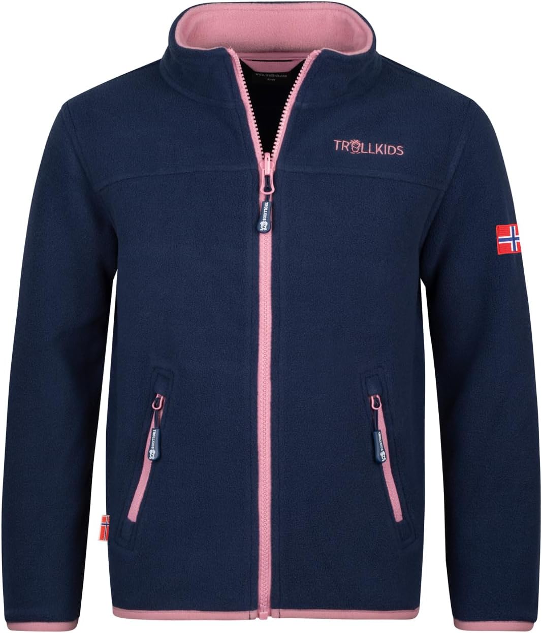 Trollkids Mädchen Oppdal XT Fleece Jacke 152 Marineblau/Violett, 152 Marineblau/Violett