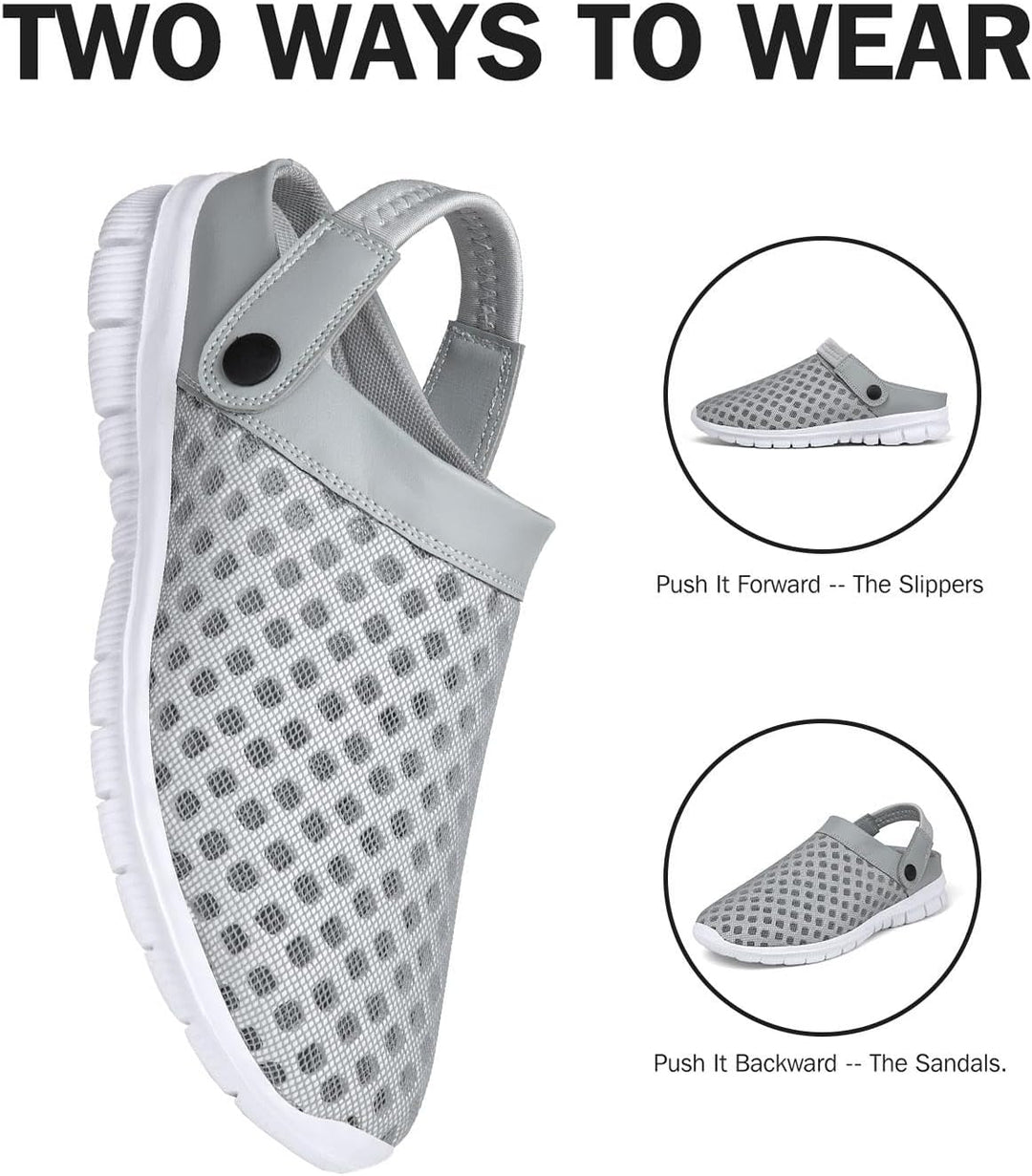 SAGUARO Sommer Unisex Clogs Hausschuhe Mesh Atmungsaktiv Gartenschuhe Gr. 36-48 42 EU Grau, 42 EU Gr