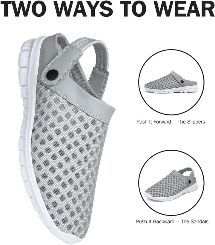 SAGUARO Sommer Unisex Clogs Hausschuhe Mesh Atmungsaktiv Gartenschuhe Gr. 36-48 42 EU Grau, 42 EU Gr