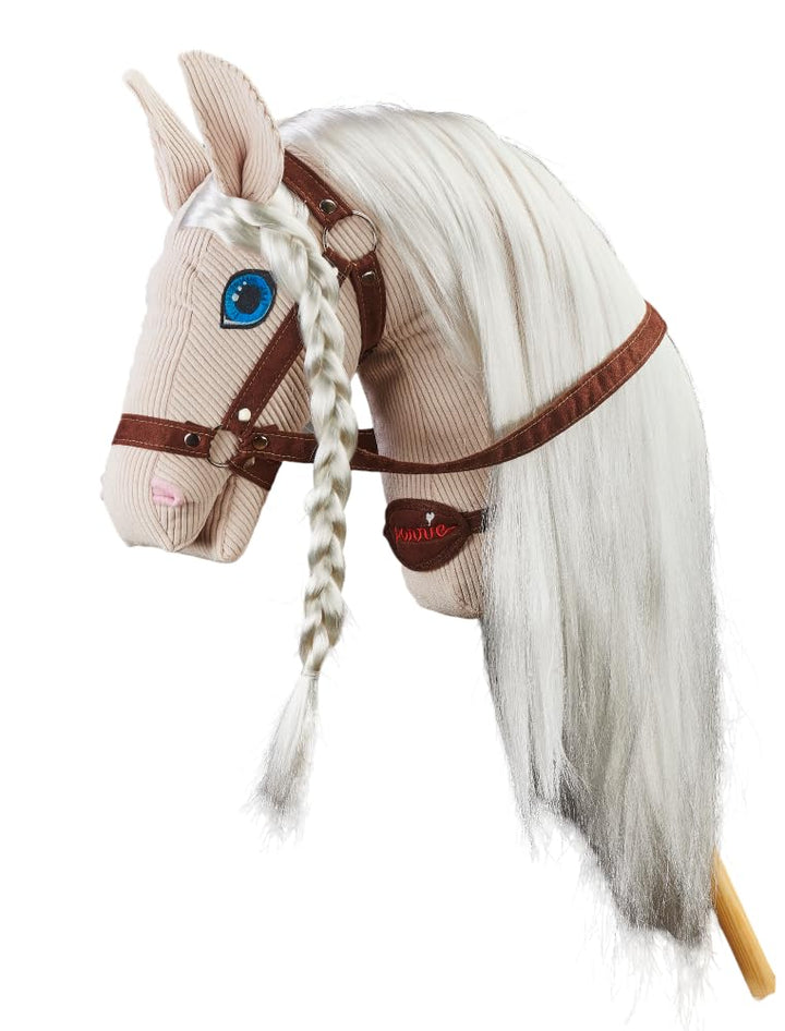 PONNIE Reitpferd mit Rollen Camel XL (9-99 Jahre), Spielpferd zum Reiten mit Rot Sattel, Kämmbare Mä