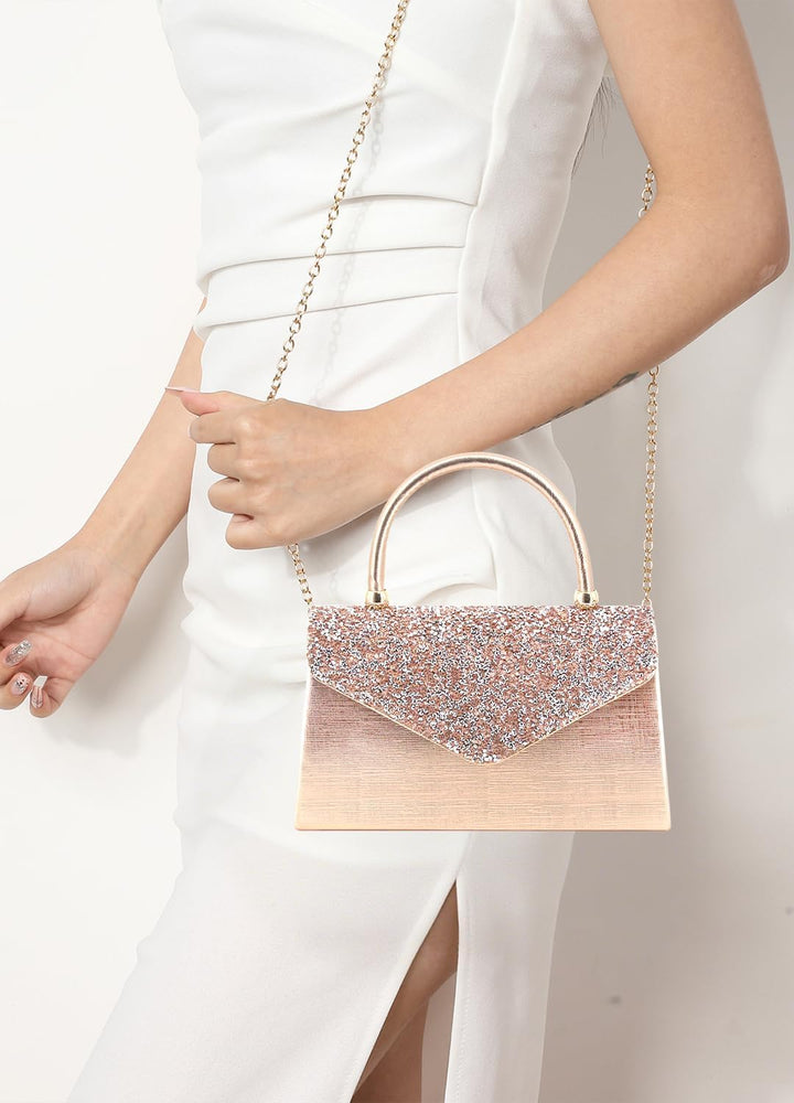 Naimo Damen Glitzer Strass-Steinen Abendtasche Top Griff Clutch Umhängetasche Handtasche für Hochzei