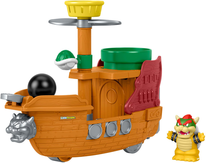 Fisher-Price Little People Kleinkindspielzeug My Mario Bowser-Luftschiff-Spielset mit Figur für Roll