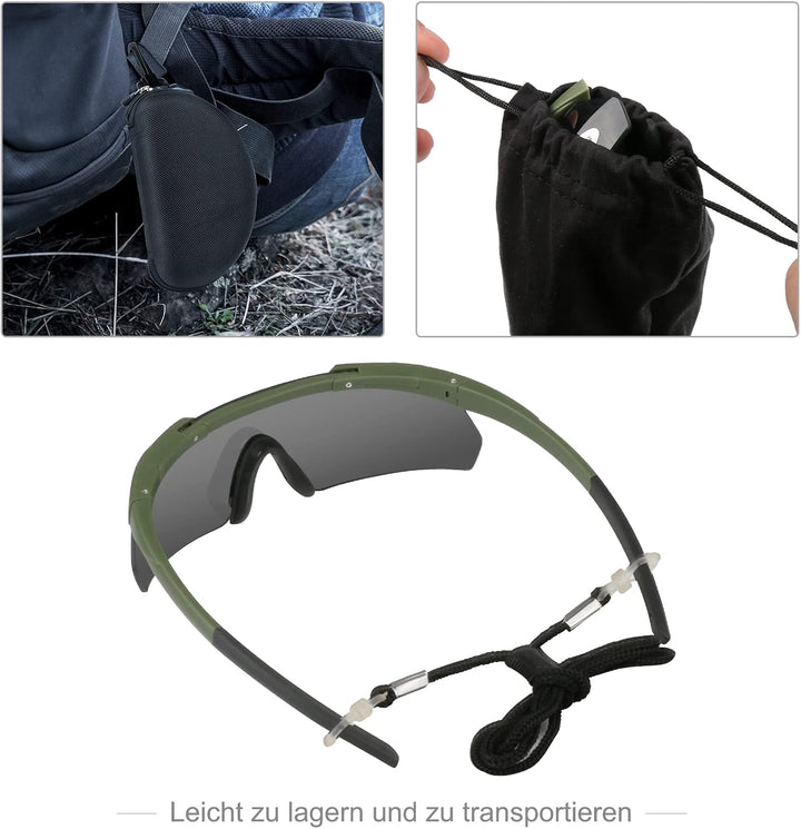 Feyachi Schiessbrille mit 3 Austauschbaren Gläsern, Schutzbrille Schlagfester Augenschutz, UV-400-S