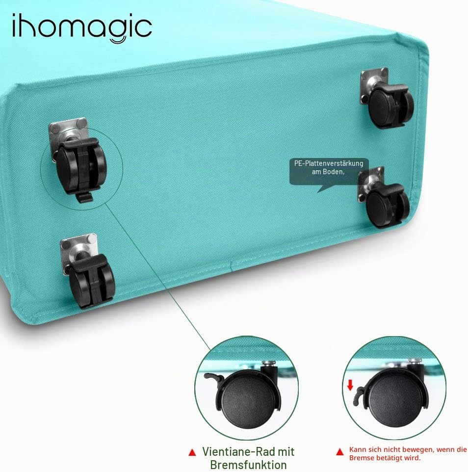 IHOMAGIC Wäschesammler mit Rollen, Wäschekorb Schmal für kleine Nischen - Faltbarer Wäschetonne mit