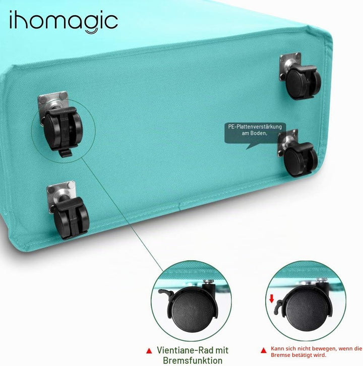 IHOMAGIC Wäschesammler mit Rollen, Wäschekorb Schmal für kleine Nischen - Faltbarer Wäschetonne mit