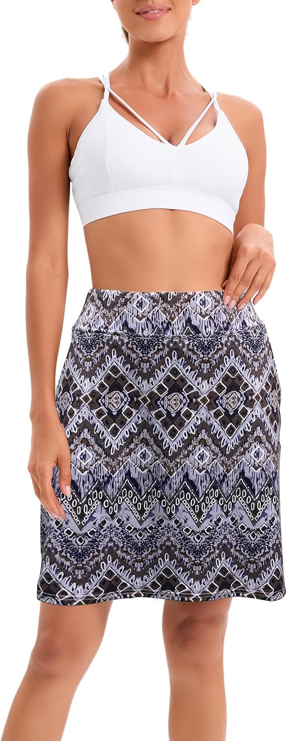 Timuspo Damen Activewear Knielanger Hosenrock mit Innenshorts Athletischer Tennisrock mit Hoher Tail