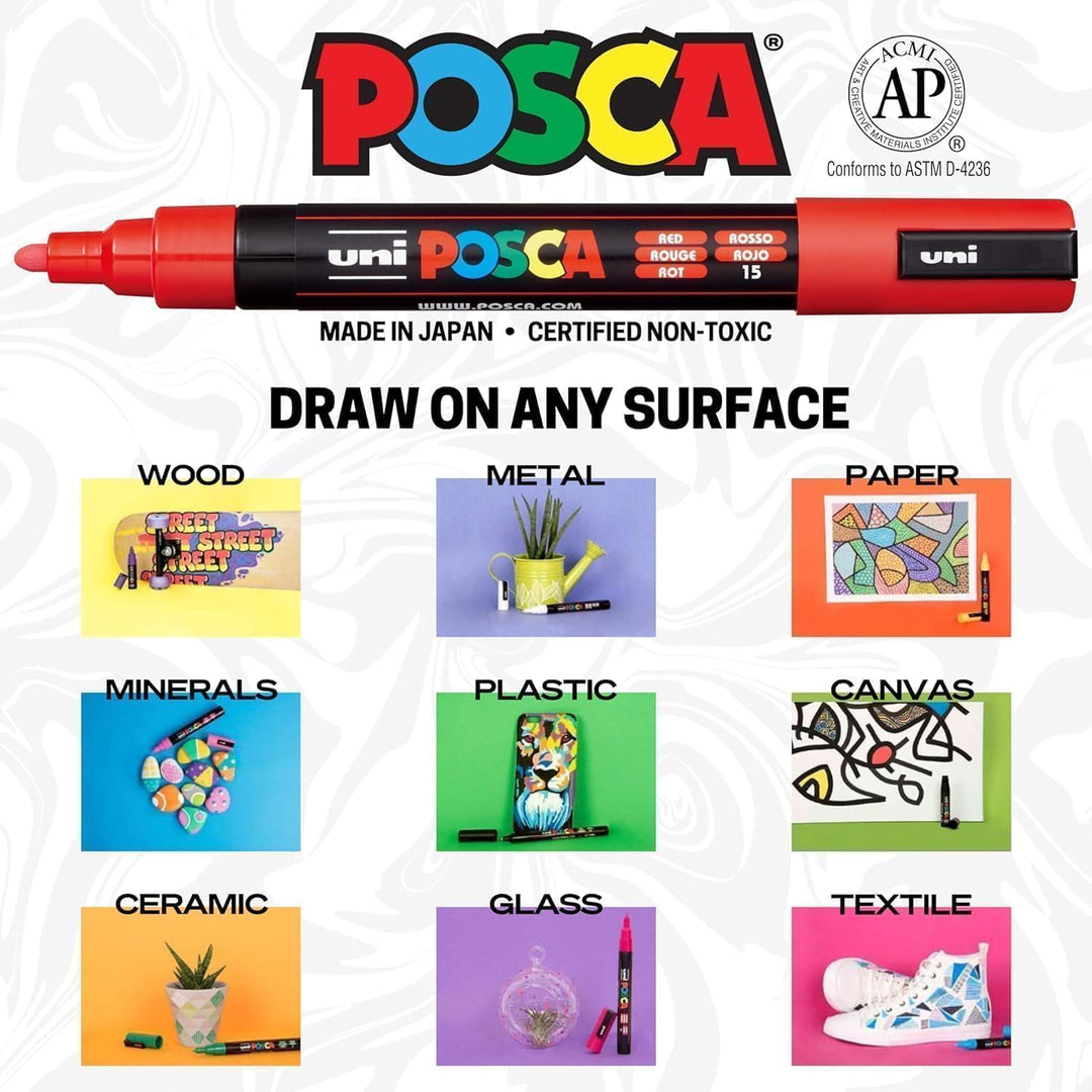 POSCA 186831 Marker Set, 20 Acrylstifte im Etui, Marker Set Groovy Colours, Spitze PWE5M 1,8-2,5 mm