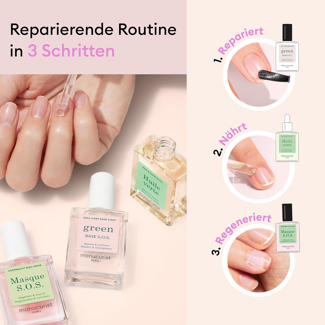 Manucurist Rescue Kit – Fingernagel Pflege Set – Nagelhärter Base Coat SOS, Nagelpflege SOS-Maske, N