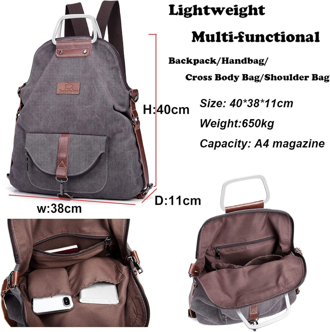 Travistar Rucksack Damen Handtasche Schultertasche Canvas Casual Damen Schultasche Umhängetaschen An