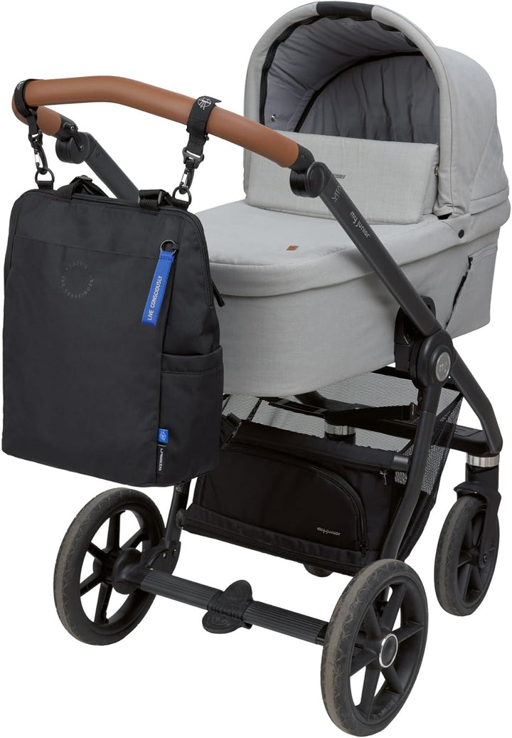 LÄSSIG Baby Wickelrucksack Wickeltasche mit Wickelunterlage, Kinderwagenbefestigung, Netztasche/GRE