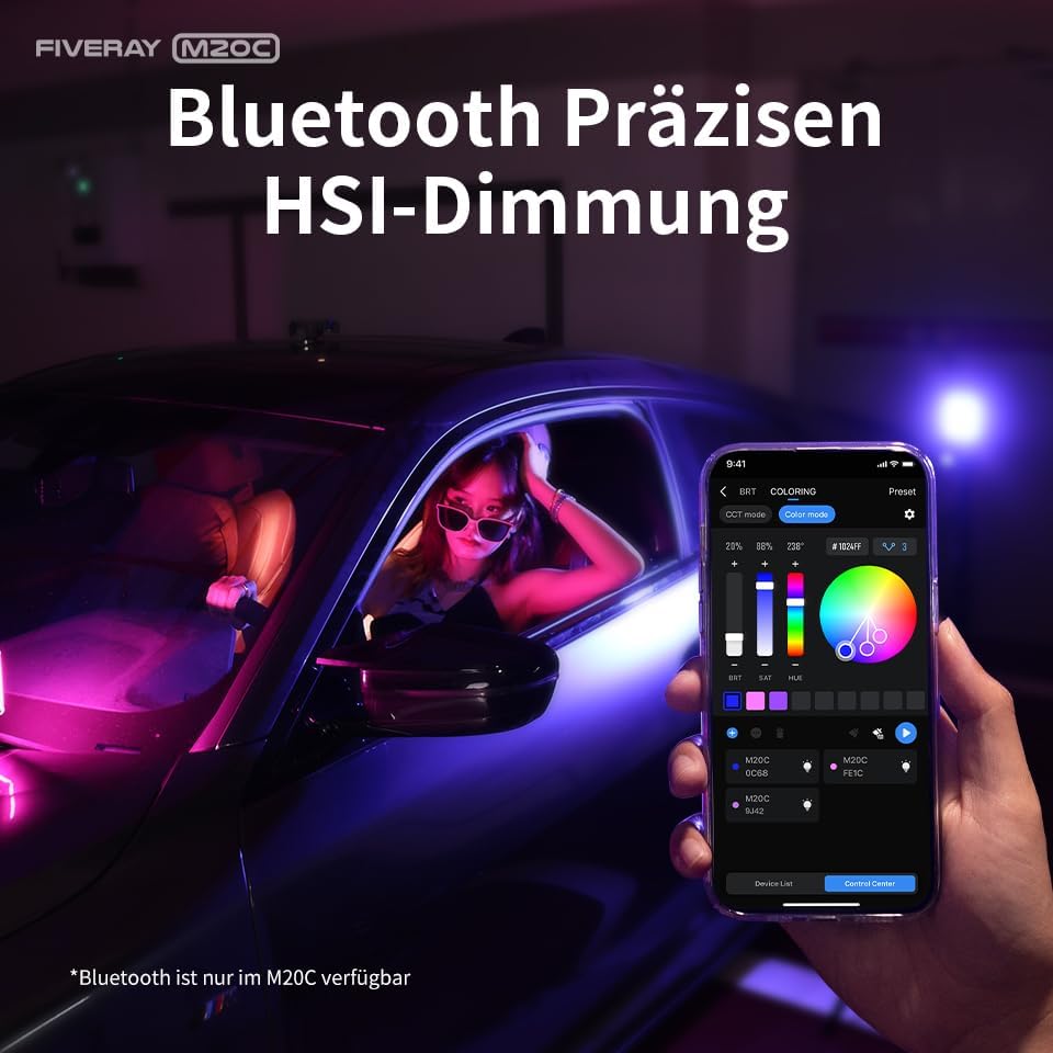 ZHIYUN Fiveray M20C [Official] Videolicht RGB 20W, LED Streaming Licht, Magnetisch Mini Videoleuchte