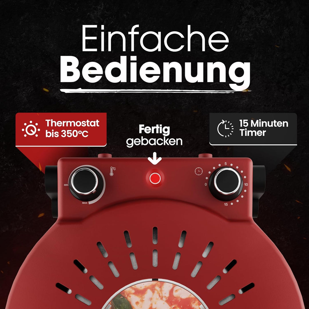 Clatronic® Pizzaofen | Pizzarette 350°C f. italienische Steinofen Pizza zu Hause | Pizzaofen elektri